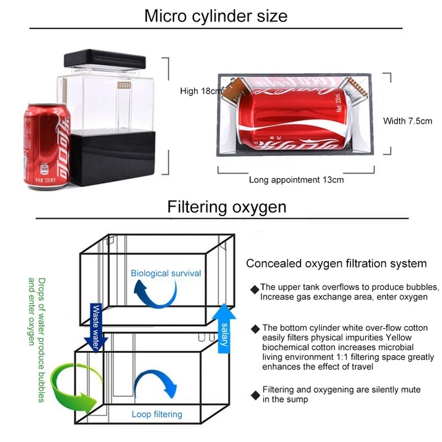 Mini Fish Aquarium Small Betta Fish Tank With Water Filter Desktop Decoration 10