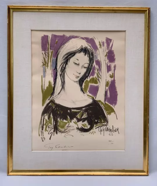 Guy Cambier Hand Signed Jeune Fille Limited Edition Lithograph #141 / 150 French