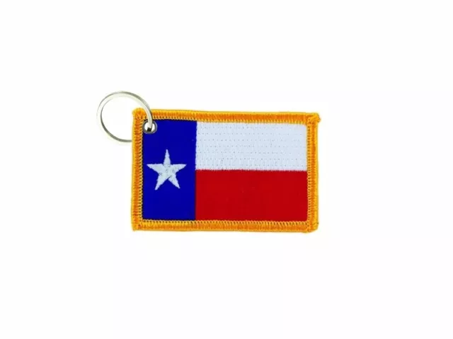 Keychain keyring embroidered embroidery patch double sided flag texas usa