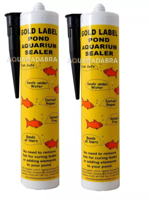 GOLD LABEL 2x BLACK UNDERWATER 290ml LEAK REPAIR GARDEN FISH POND LINER SEALANT