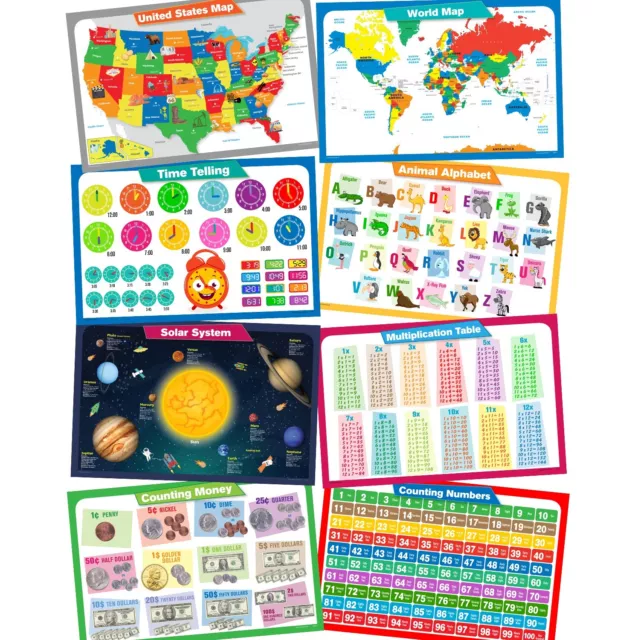 Educational Placemats, Painless Learning, Eat and Learn, Toddler, Reusable