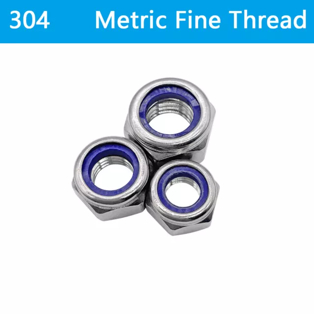Fine Thread 304 Stainless Steel DIN985 Nylon Insert Lock Nut Hex Nylock Nut