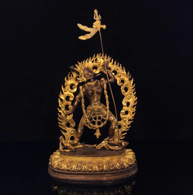 40CM Old Chinese Bronze Gilding Statue Buddha CK121
