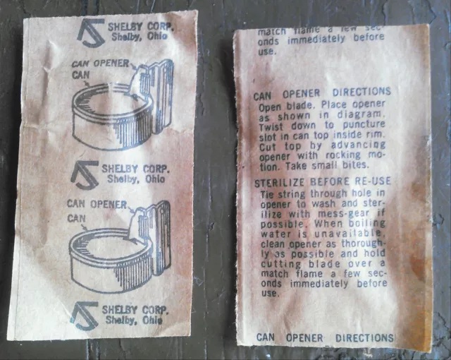 Military DOD Vietnam C-Rations Wrapped Shelby P-38...1