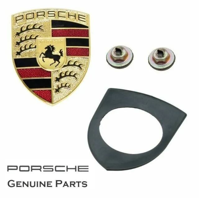 Porsche 911 Boxster Cayenne Avant Capuche Crest Emblème Logo Badge Kit Véritable