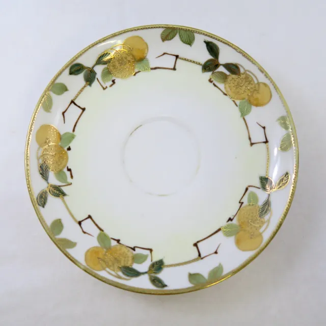 Meito Nippon Hand Painted Saucer 1908-1921 Orange Fruit & Leaves Gold Accents