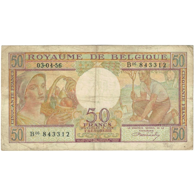 [#194299] Banknote, Belgium, 50 Francs, 1956, 1956-04-03, KM:133b, VG