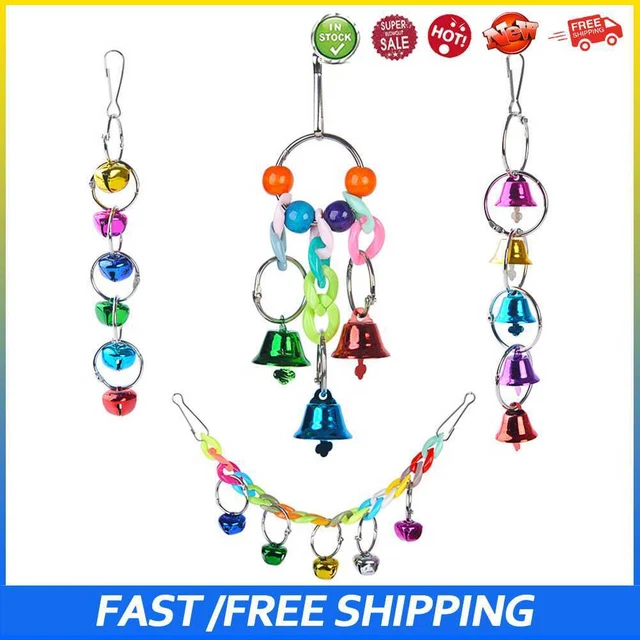 #B Colgante Jaula Campana Pájaro Loro Swing Standing Entrenamiento Coloridos Accesorios de Campana