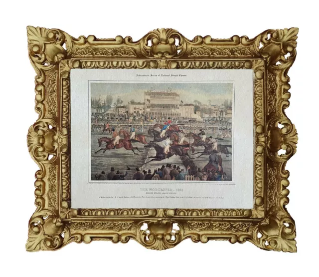 Course de Chevaux Le Worcester 1856 Grand Étoile Made Brook By Ackermann 24x30cm