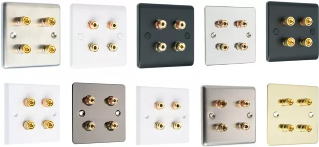 Audio Speaker AV Wall Face Plate 4 Terminal Binding Posts for Banana Plugs