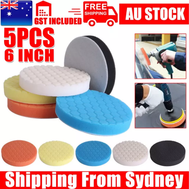 5x 150mm Sponge Polishing Pads 6 inch Waxing Buffing Buffer Set for Car Polisher