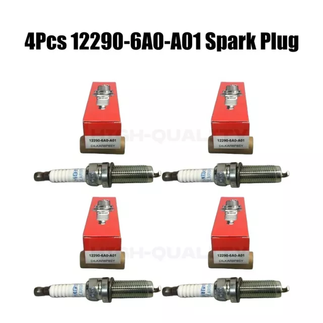 4Pcs OEM DILKAR8P8SY 12290-6A0-A01 Spark Plug Fits For Honda Civic CR-V Accord