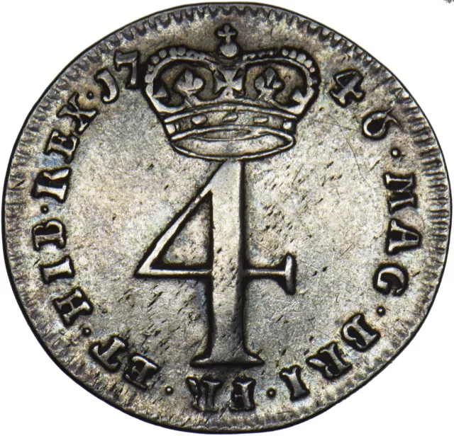 1746 Maundy Fourpence - George II British Silver Coin - Very Nice 2
