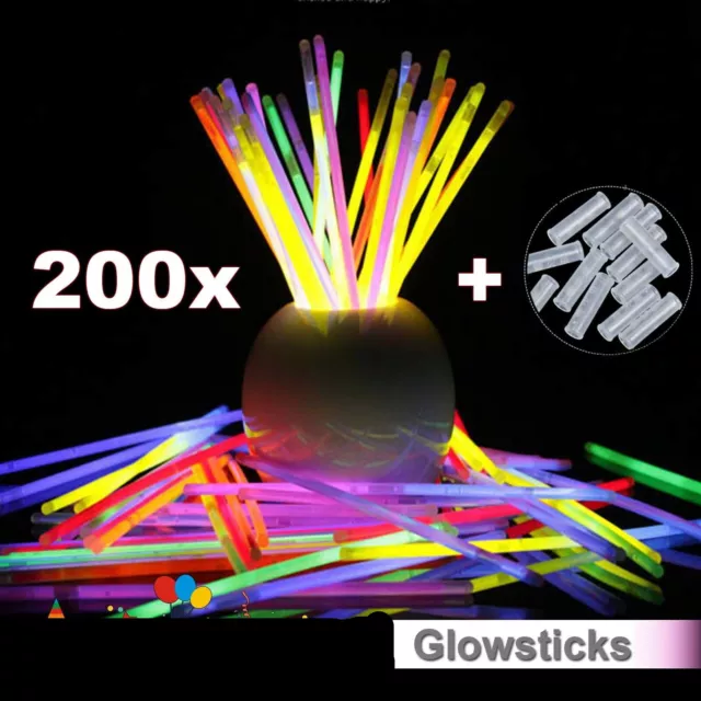 200 Mixed Colour Glow Sticks Bracelets Light Party Glowsticks Glow in the dark D 2