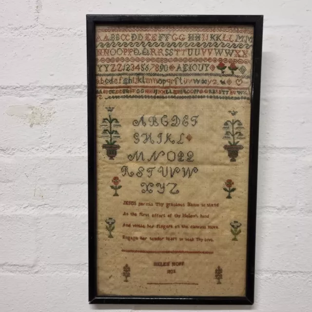 Antique Early 19th Century Norfolk Needlework Sampler By Helen Hoff Dayed 1826