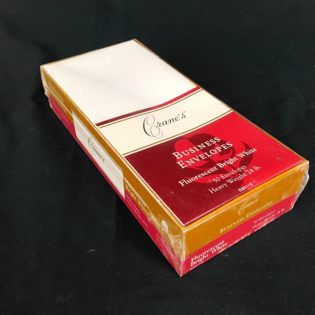Crane Business Envelopes 50 Fluorescent Bright White Laid Sealed Heavy  24 lbs.