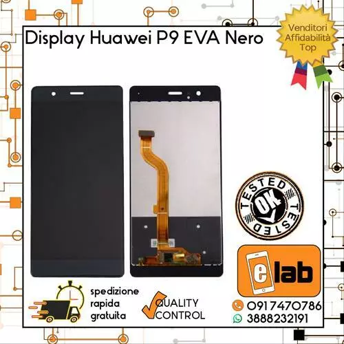 Display Lcd + Touch Screen Per Huawei P9 Eva-L09 L19 L29 Al10 Nero Schermo Vetro