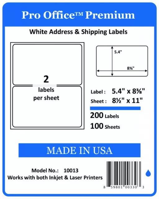 Pro Office Premium Self-Adhesive Blank Round Corner Shipping Labels FedEx 8.5x11