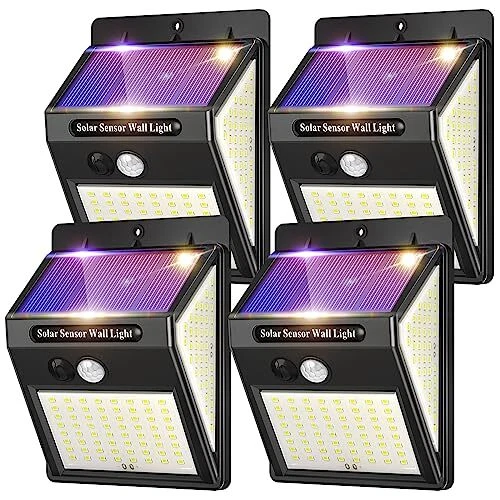 Blewandy Lampe Solaire Extérieur 4 Pack 144 LED Lumière Solaire Etanche éclai...