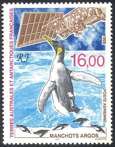FSAT/TAAF 1998 Penguins/Birds/Argos Satellite/Space/Science/Research 1v (n23405)