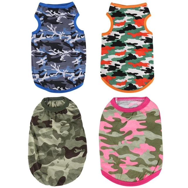 Traje de chaleco camisa de camuflaje para mascotas primavera verano algodón perro cachorro