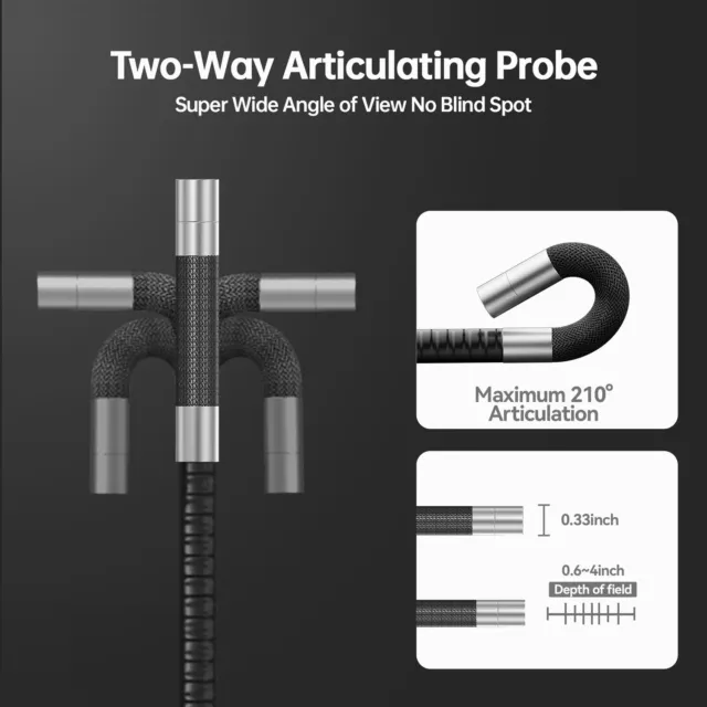 5'' 360° Automotive Inspection Camera 8.5mm Borescope Articulating Endoscope 2
