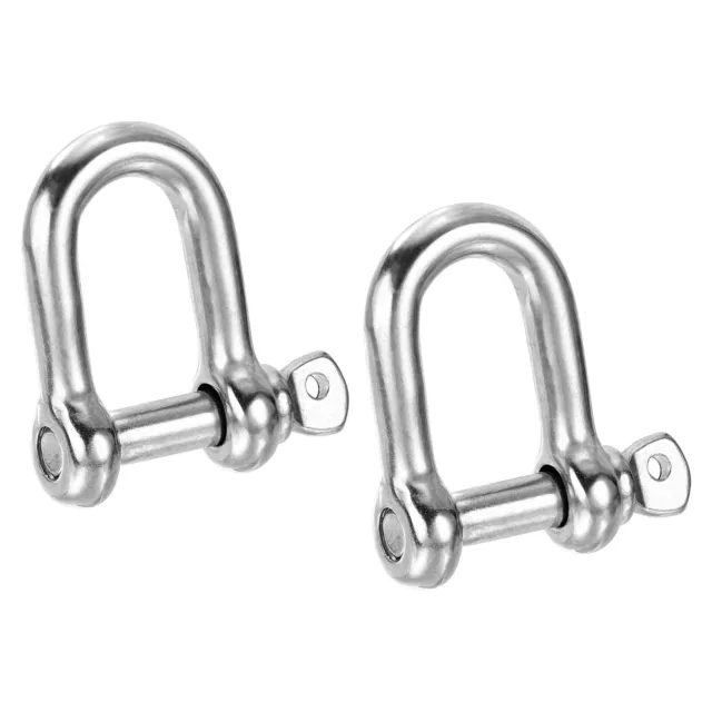 Screw Pin Shackle M6 1/4" 440lbs, 2 Pack 304 Stainless Steel D Shackle, Silver