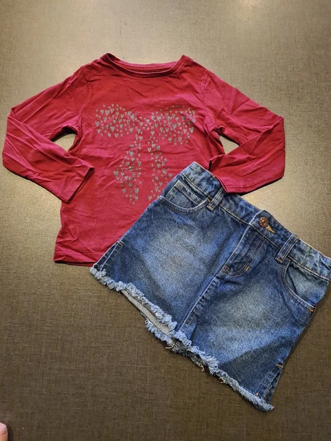 Set abbigliamento gonna top denim bambina 3-4 anni festa estate fiocco bordo pacchetto Next d