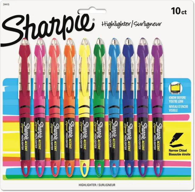 Sharpie 24415PP Accent Liquid Pen Style Highlighter Chisel Tip Assorted 10/Set