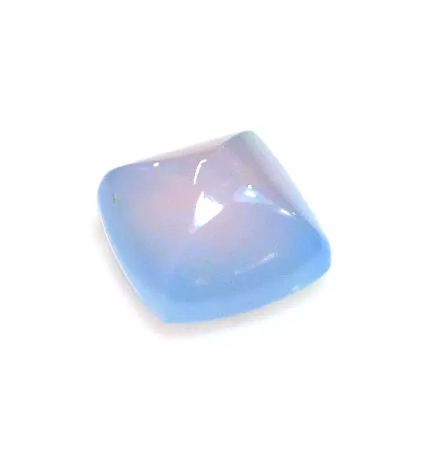 1x Calcédoine - Cabochon Coussin bleu fluo 10x10mm (1014)