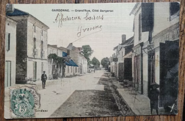 Rare CPA Gardonne Grand'rue, Dordogne 24, Carte postale colorisée.