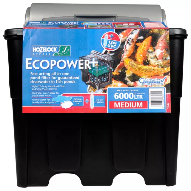 Hozelock Ecopower Pond Filter 6000 Uvc Uv K3 Media Filtration Garden Koi Fish