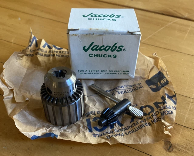 New Jacobs 1A PB 1/4" Capacity Medium Duty Plain Bearing Drill Chuck 1JT Mount
