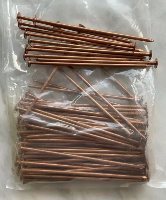 3 lbs (70 pcs) 6" Smooth Shank Copper Tile Roofing Nails #8 Gauge