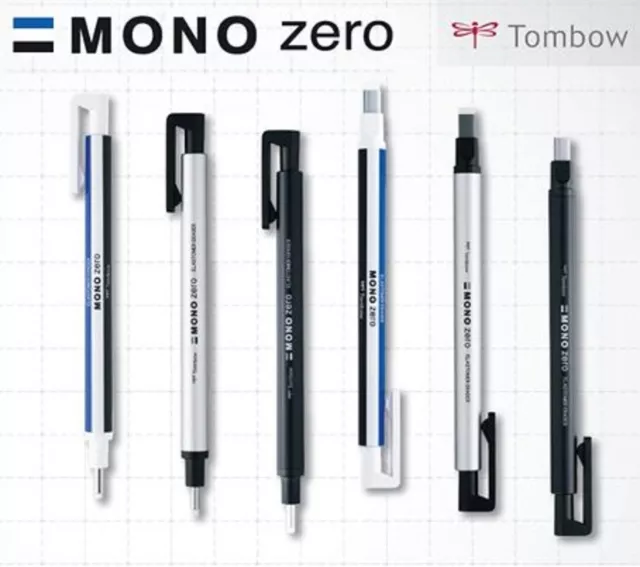 Tombow Mono Zero Eraser Mechanical Pen Refill CLICKER Rectangle Round Shape Thin