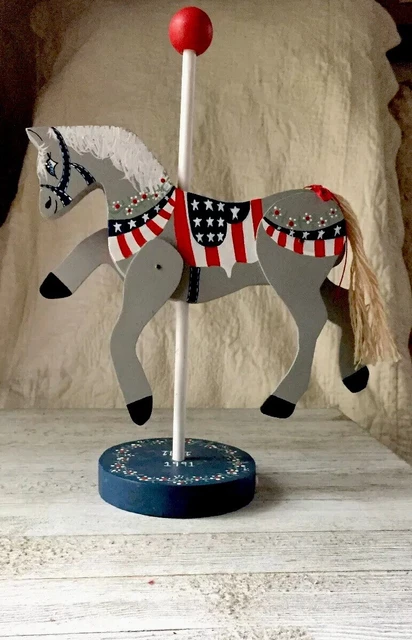 Patriotic Wooden Horse Carousel With Movable Legs. Free Shipping In The US!