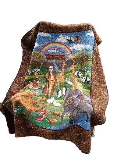 Donna Sharp Quilted Applique Noah's Ark Wall Tapestry Baby Quilt 42" X 53"