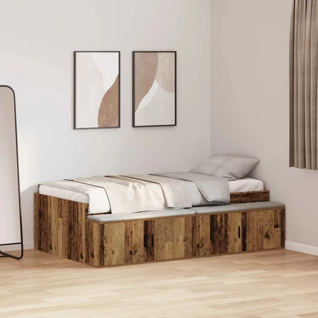 STORAGE BED FRAME Artisan oak 75 x 190 cm Engineered wood vidaXL £190. ...