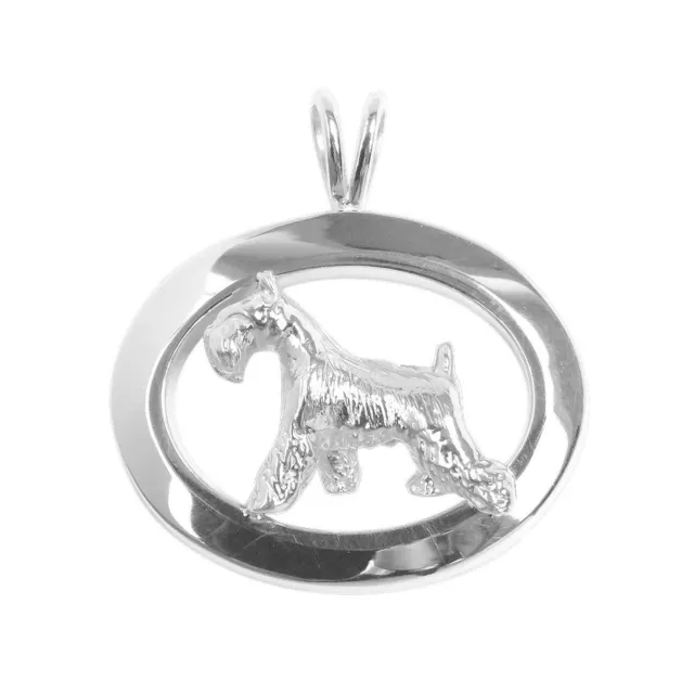 Miniature Schnauzer Solid Sterling Silver Jewelry Oval Charm Pendant Necklace