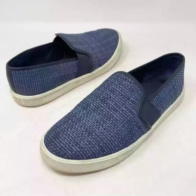 Vince Preston Woven Slip-On Sneakers Genuine Leather Blue Navy Size 8 3