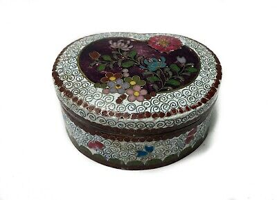 Japanese Cloisonne Enamel Floral Painted Trinket Box