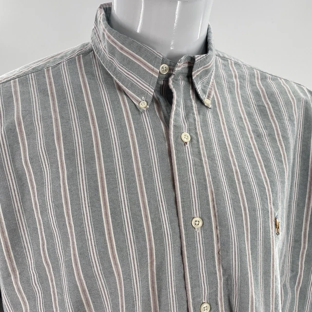 RALPH LAUREN Mens Yarmouth Striped Oxford Classic Dress Shirt Cotton 17-34