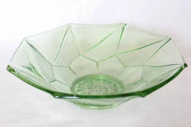 Art Deco Green Glass Flanged Bowl by Sowerby