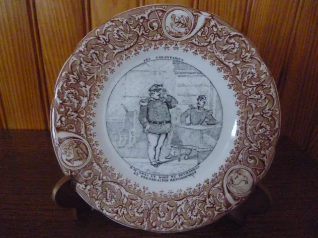 Ancienne  assiette parlante FAÏENCE K&G  LUNÉVILLE   série :  LES VOLONTAIRES 11