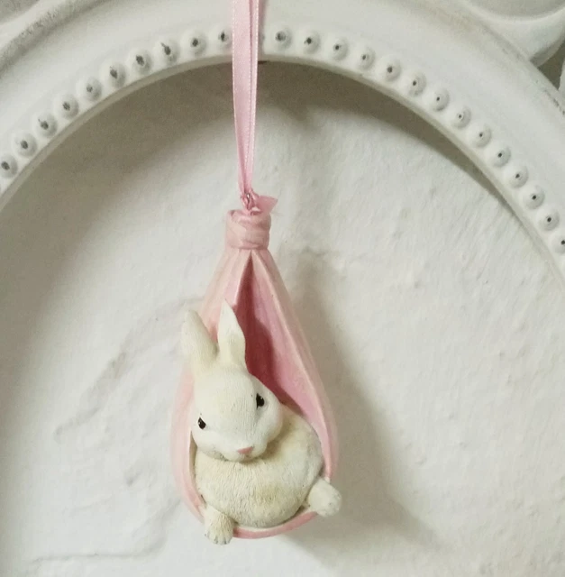Decorazione di Pasqua Clayre & Eef Coniglietto Rosa Squallido 11cm Cottage