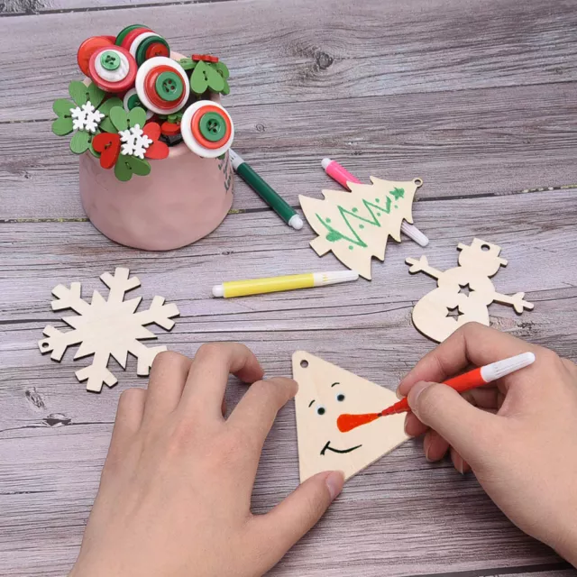 60 Pcs Wooden Ornaments DIY Craft Childrens Earrings Kids Dangle
