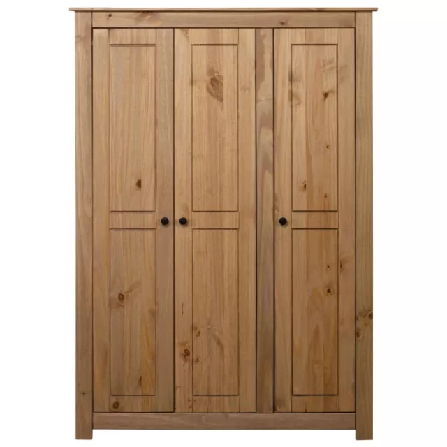 3-Door Wardrobe Wooden Clothes Storage Cabinet Closet Organiser Pine Panama -NEW 3