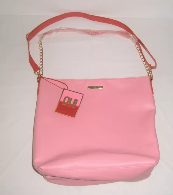 NWT JUICY COUTURE PINK BAG GOLD CHAIN Tote Shoulder Purse Shopper Faux Leather