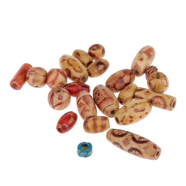 100*/Mixed Large Hole Wooden Beads Set For-Macrame Jewelry Charms Crafts/Making 2