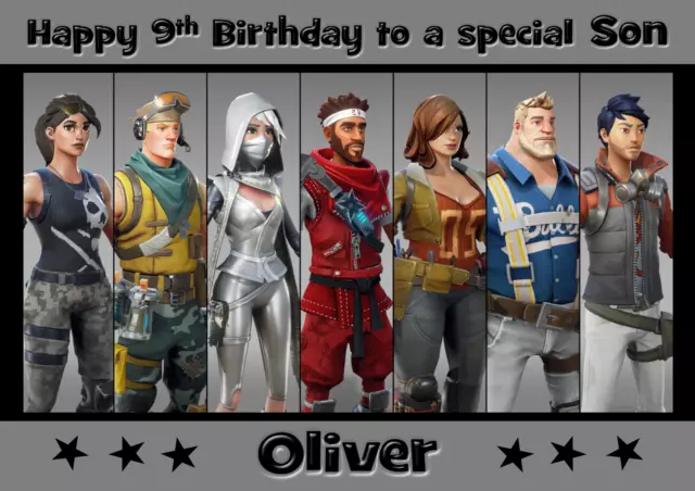 Fortnite - A5 Personalised Birthday Card - ANY - Age Relation Name